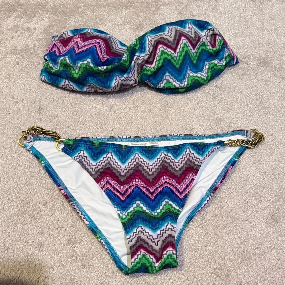 L*Space White and Blue Bikini Bottom - Picture 1 of 2